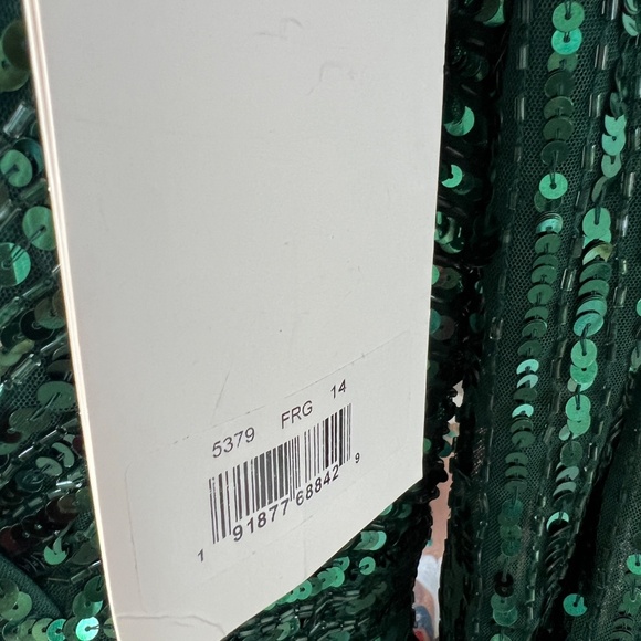 NWT Mac Duggal 5379 [14] Emerald Green Sequined Wrap Maxi Evening Gown Wicked - Picture 11 of 11